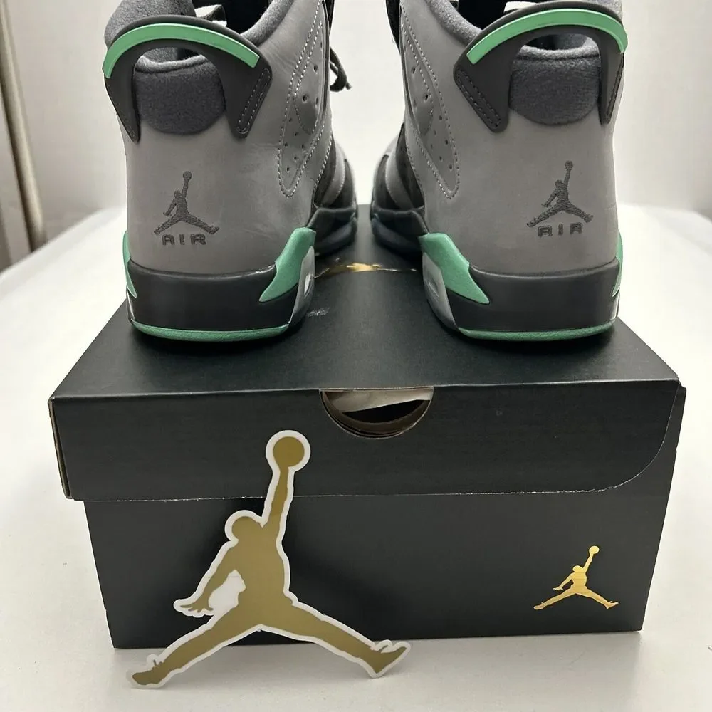 NIKE Men 6.5 AIR JORDAN‎ 6 RETRO GG GREY-GREEN GLOW 2933